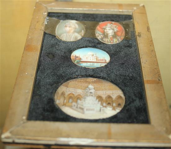 Framed set of 4 Indian miniatures